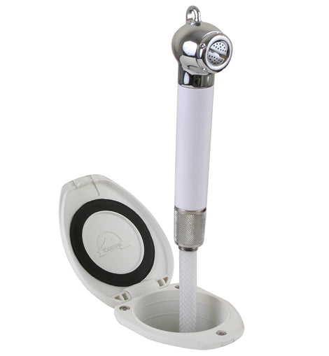 Scandvik Recessed Shower w/6 White Hose - Push-Button [12106P]