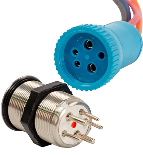 Bluewater 22mm Push Button Switch - Off/(On) Momentary Contact - Blue/Red LED - 1' Lead [9059-2113-1]