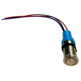 Bluewater 19mm Push Button Switch - Off/(On)/(On) Double Momentary Contact - Blue/Green/Red LED - 1' Lead [9057-2123-1]