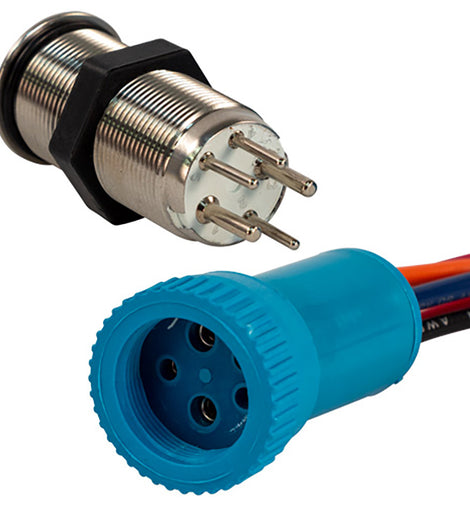 Bluewater 19mm Push Button Switch - Off/On Contact - Blue/Red LED - 4' Lead [9057-1113-4]
