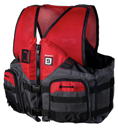 Bluestorm Sportsman Adult Mesh Fishing Life Jacket - Nitro Red - S/M [BS-105-FDC-S/M]