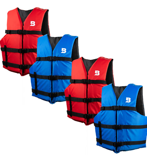 Type III General Boating Adult Universal Foam Life Jacket - Blue/Red *4-Pack [BS-165-B/R-4]