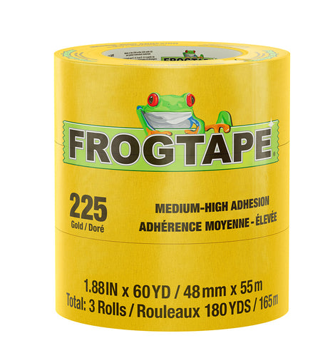 FrogTape CP 225 Medium-High Adhesion Masking Tape - 48MM x 55M x 3-Pack - Gold - Rated for 225F [105322]