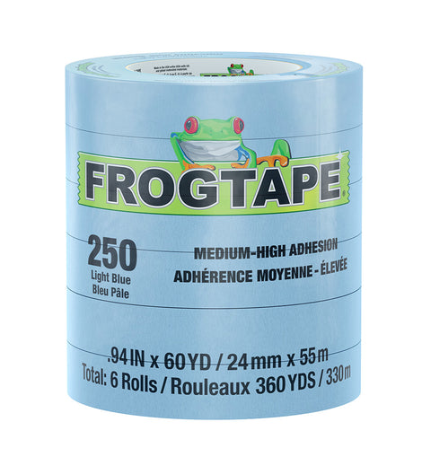 FrogTape CP 250 Medium-High Adhesion Masking Tape - 24MM x 55M x 6-Pack - Light Blue - Rated for 250F [105327]