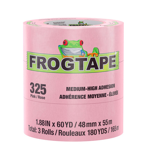 FrogTape CP 325 Medium-High Adhesion Masking Tape - 48MM x 55M x 3-Pack - Pink - Rated for 325F [105335]