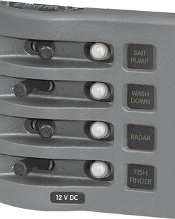 Blue Sea 4374 WeatherDeck Water Resistant Circuit Breaker Panel - 4 Position - Grey [4374]