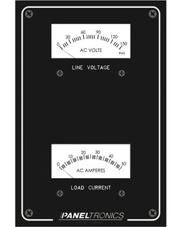 Paneltronics Standard Panel AC Meter - 0-150 AC Voltmeter & 0-50Amp Ammeter [9982304B]