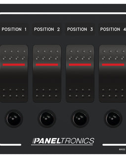 Paneltronics Waterproof Panel - DC 4-Position Illuminated Rocker Switch & Circuit Breaker [9960022B]