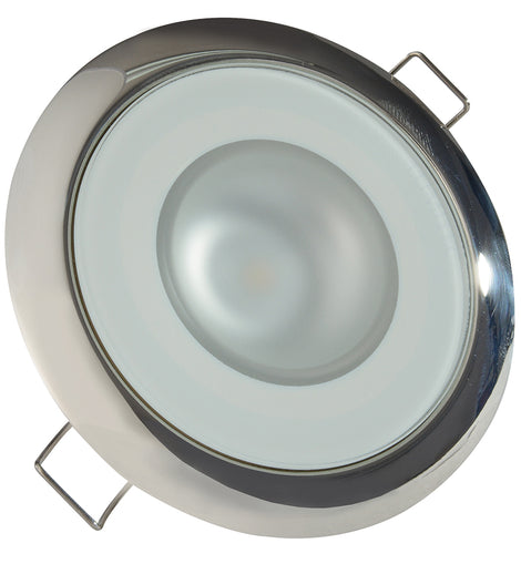 Lumitec Mirage - Flush Mount Down Light - Glass Finish/Polished SS Bezel - 2-Color White/Blue Dimming [113111]