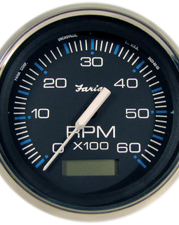 Faria Chesapeake Black 4" Tachometer w/Hourmeter - 6000 RPM (Gas) (Inboard) [33732]