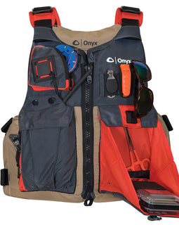 Onyx Kayak Fishing Vest - Adult Universal - Tan/Grey [121700-706-004-17]