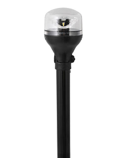 Attwood LightArmor All-Around Light - 12" Black Pole - Black Horizontal Composite Base w/Adapter [5558-P12A7]