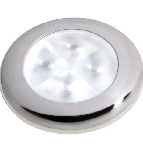 Hella Marine Slim Line LED 'Enhanced Brightness' Round Courtesy Lamp - White LED - Stainless Steel Bezel - 12V [980500521]