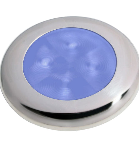Hella Marine Slim Line LED 'Enhanced Brightness' Round Courtesy Lamp - Blue LED - Stainless Steel Bezel - 12V [980502221]