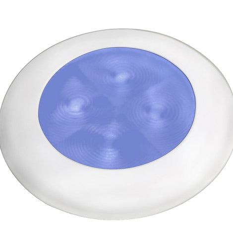 Hella Marine Slim Line LED 'Enhanced Brightness' Round Courtesy Lamp - Blue LED - White Plastic Bezel - 12V [980502241]