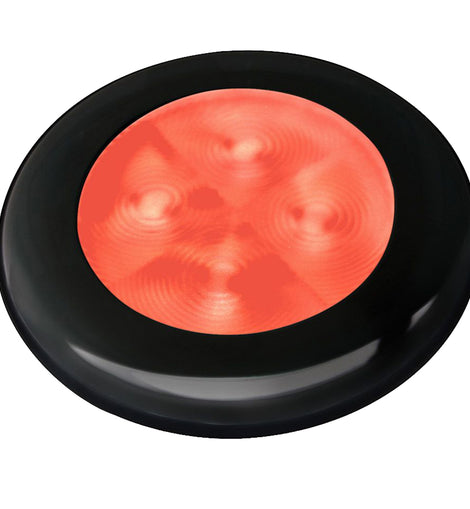 Hella Marine Slim Line LED 'Enhanced Brightness' Round Courtesy Lamp - Red LED - Black Plastic Bezel - 12V [980507251]