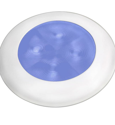 Hella Marine Blue LED Round Courtesy Lamp - White Bezel - 24V [980503241]