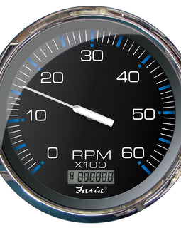 Faria Chesapeake Black 5" Tachometer w/Digital Hourmeter - 6000 RPM (Gas) (Inboard) [33763]