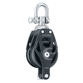 Harken 60mm Double Aluminum Element Block w/Swivel  Becket [6270]