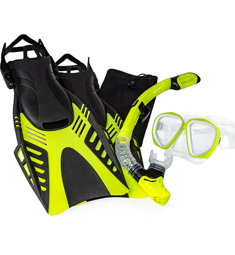 Aqua Leisure Dyna Adult 5-Piece Dive Set - Adult Size M/L Mens 4.5-8.5/Ladies 5.5-9.5 [DPX18230S3M]