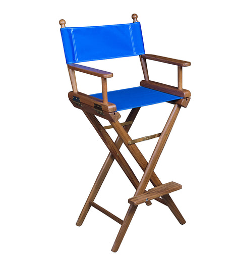 Whitecap Captains Chair w/Blue Seat Covers - Teak [60045]