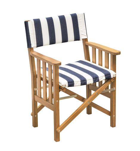 Whitecap Directors Chair II w/Navy  White Cushion - Teak [61050]