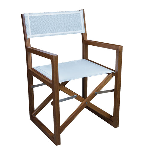 Whitecap Directors Chair w/White Batyline Fabric - Teak [63061]