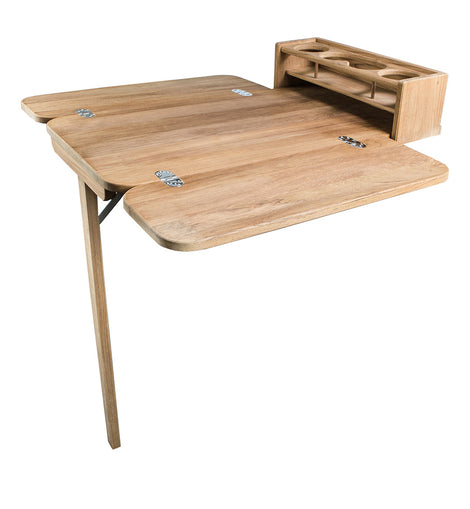 Whitecap Cockpit Table w/Folding Leaves  4 Cupholders - Teak [61392C]