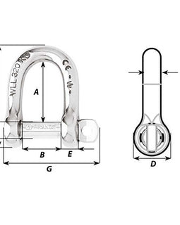 Wichard Self-Locking D Shackle - Diameter 4mm - 5/32" [01201]