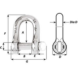 Wichard Captive Pin D Shackle - Diameter 12mm - 15/32" [01406]