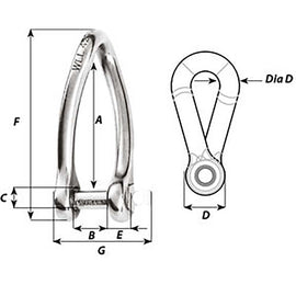 Wichard Captive Pin Twisted Shackle - Diameter 5mm - 3/16" [01422]