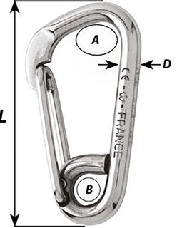 Wichard Asymmetric Carbine Hook - Length 80mm - 5/16" [02325]