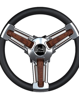 Schmitt Marine Burano Wheel 14" 3/4" Tapered Shaft Burl Polyurethane w/Stainless Spoke Includes Center Cap/Nut [PU105111-04R]
