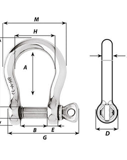 Wichard HR Bow Shackle - 12mm Pin Diameter [11246]