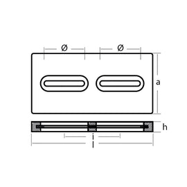 Tecnoseal Rectangular Zinc Plate Anode w/Inserts - 12" x 6" x 1" [TEC-DIVERSD]