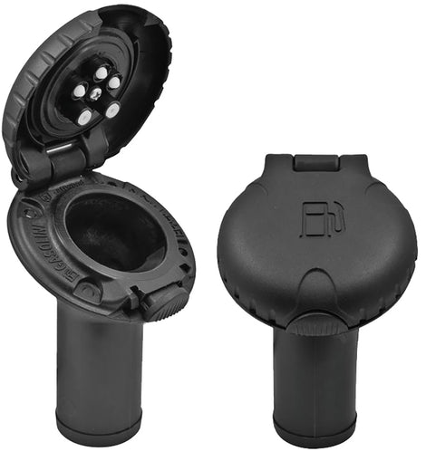 Attwood Deck Fill f/Carbon Canister System - Angled Body  Scalloped Black Plastic Cap [99DFCCAB1S]